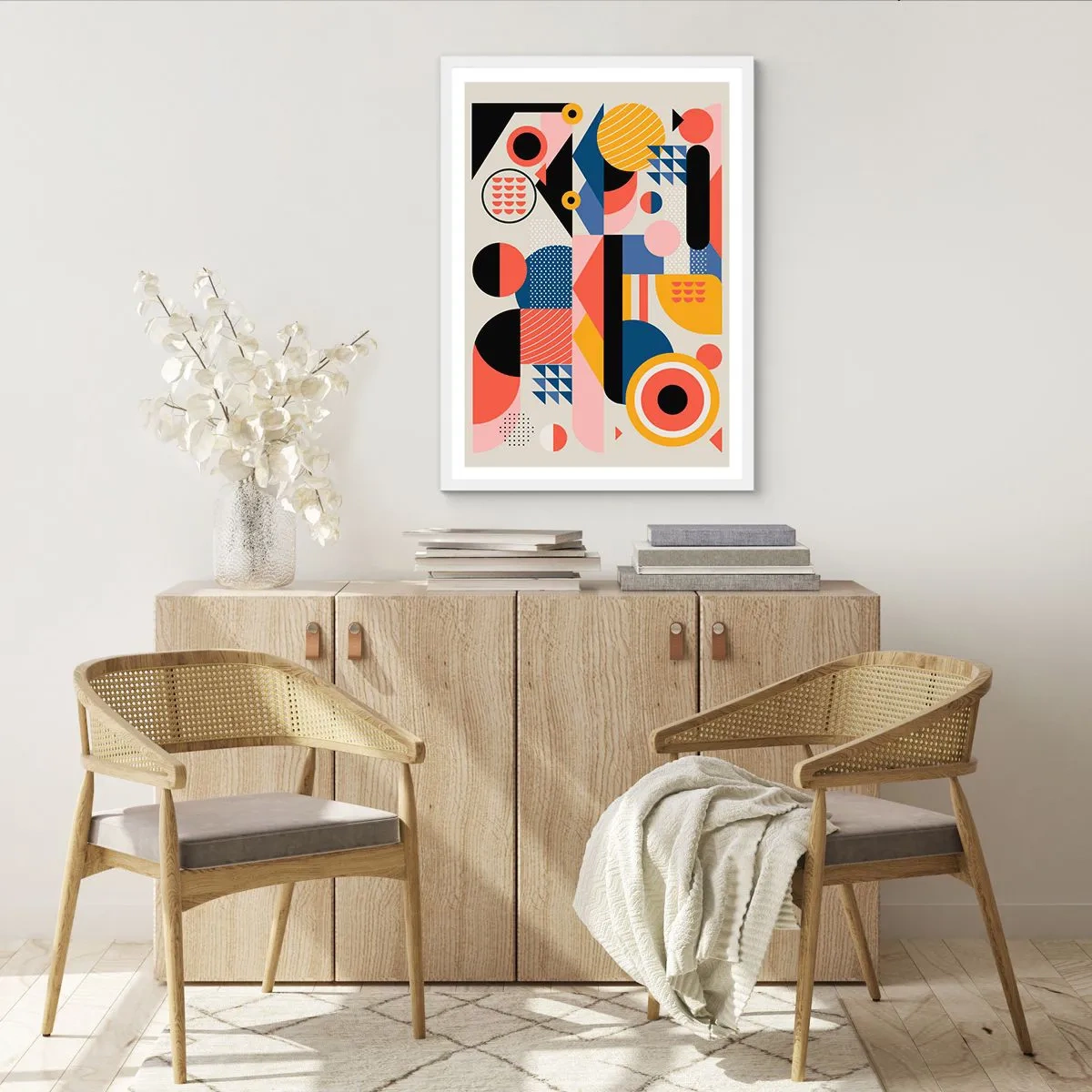 Poster in een witte lijst - Compositie: speel rond - 70x100 cm