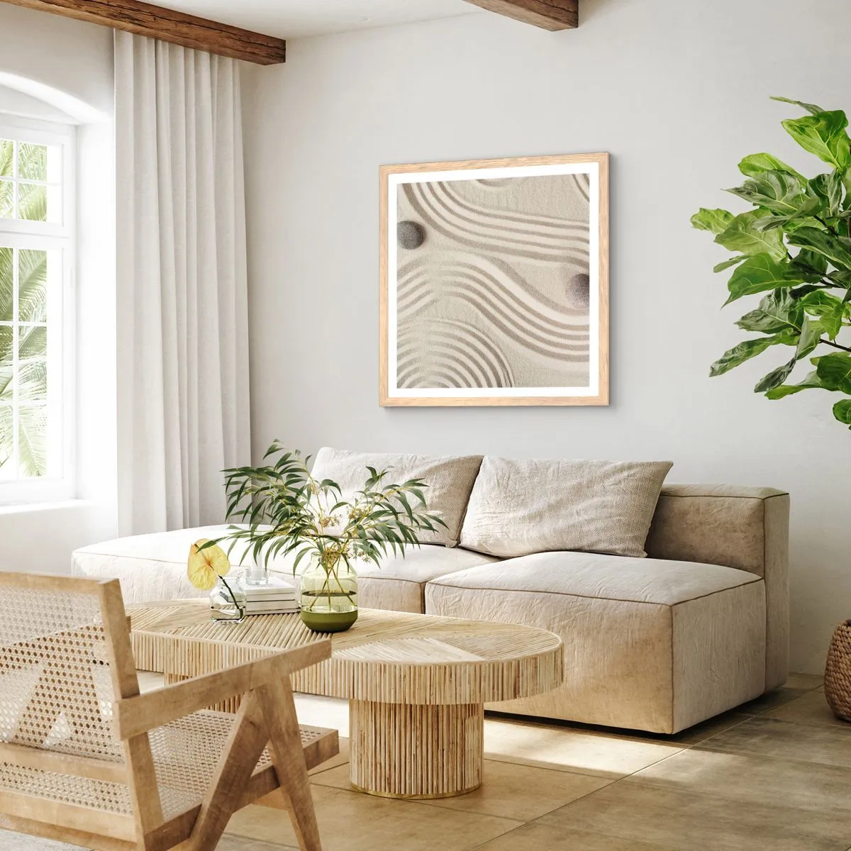 Een poster in een licht eiken lijst - Een vleugje warmte - 60x60 cm