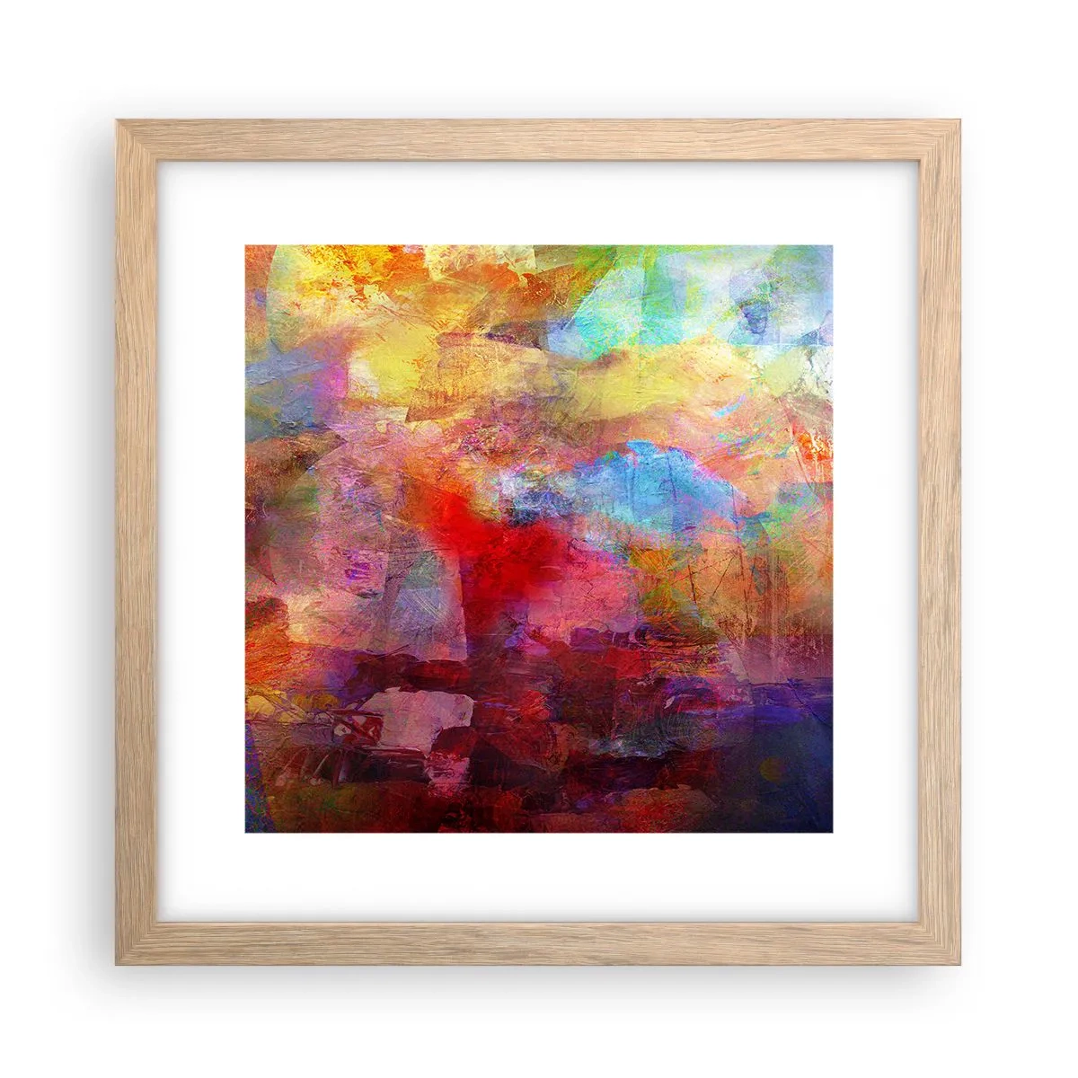 Een poster in een licht eiken lijst - Kijk in de regenboog - 30x30 cm