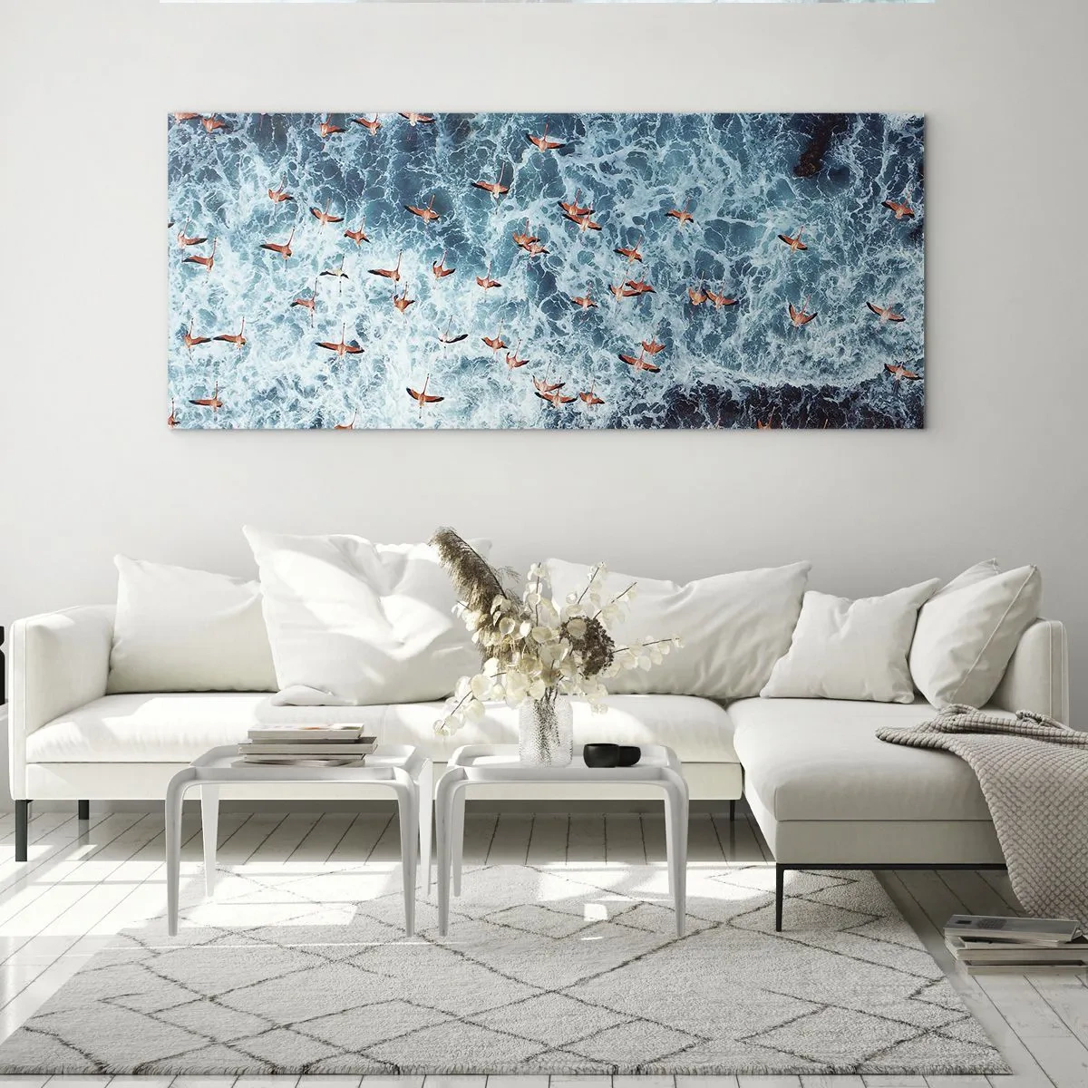 Schilderen op glas - De kustparade - 120x50 cm