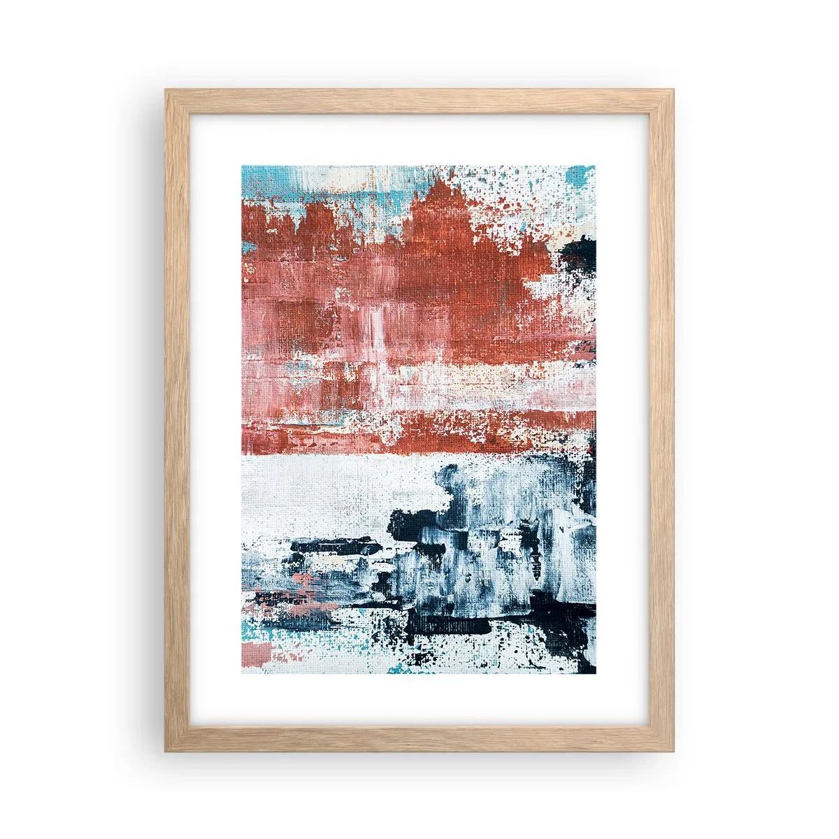 Een poster in een licht eiken lijst - Fifty Fifty abstract - 30x40 cm