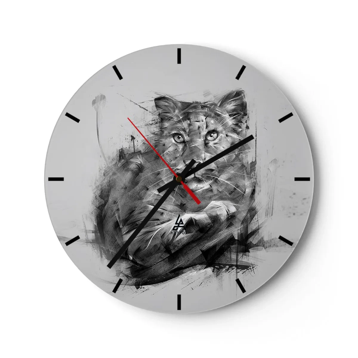 Wandklok - Klok - Portret van een tijger in zwart-wit abstractie - 30x30cm - Ja, ik luister aandachtig - Moderne wanddecoratie voor woonkamer, keuken en slaapkamer ARTTOR