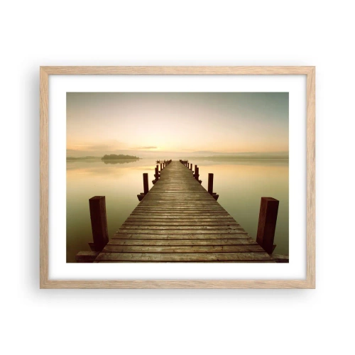 Een poster in een licht eiken lijst - Aanbreken van de dag, licht - 50x40 cm