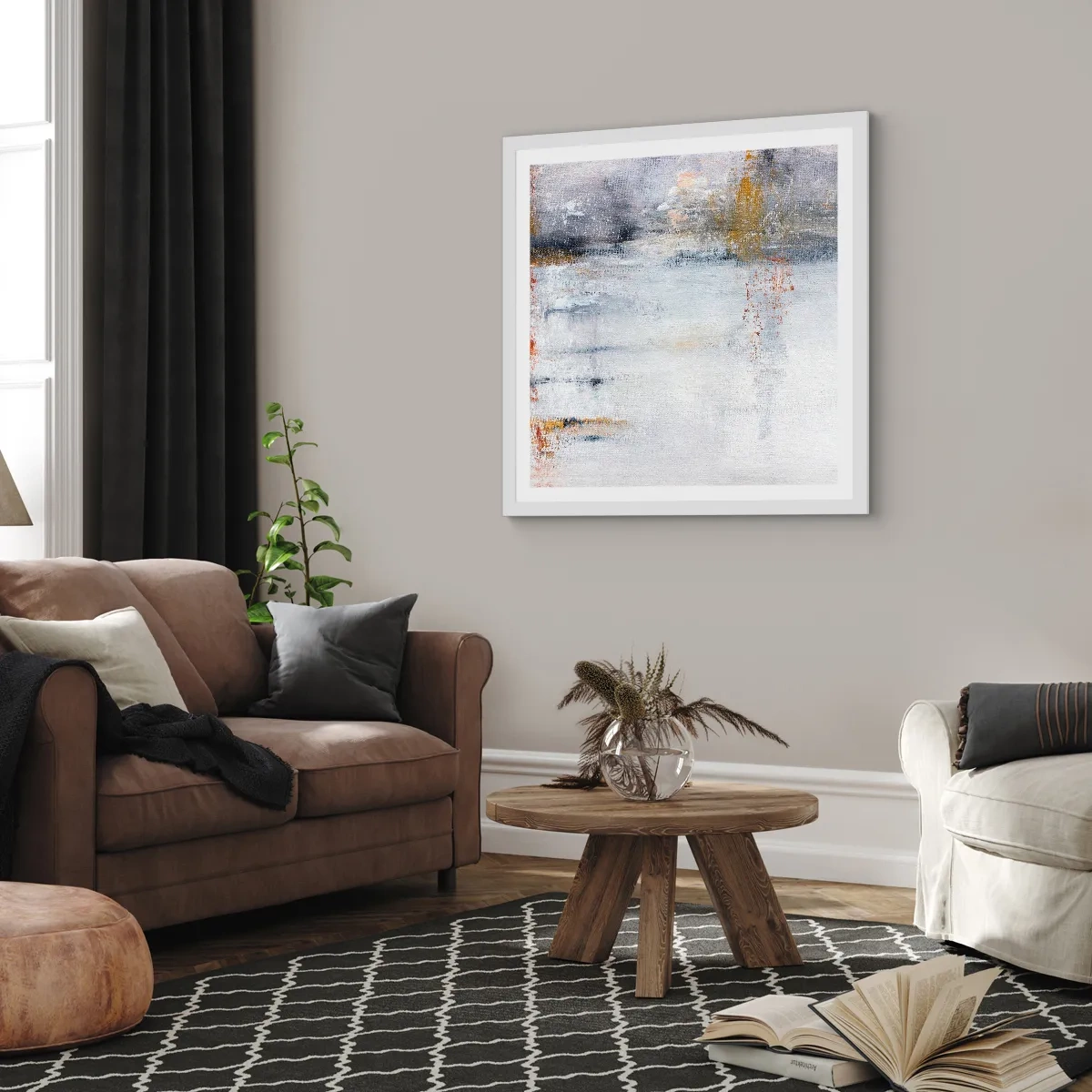 Poster in een witte lijst - Achter de luchtgordijn - 40x40 cm