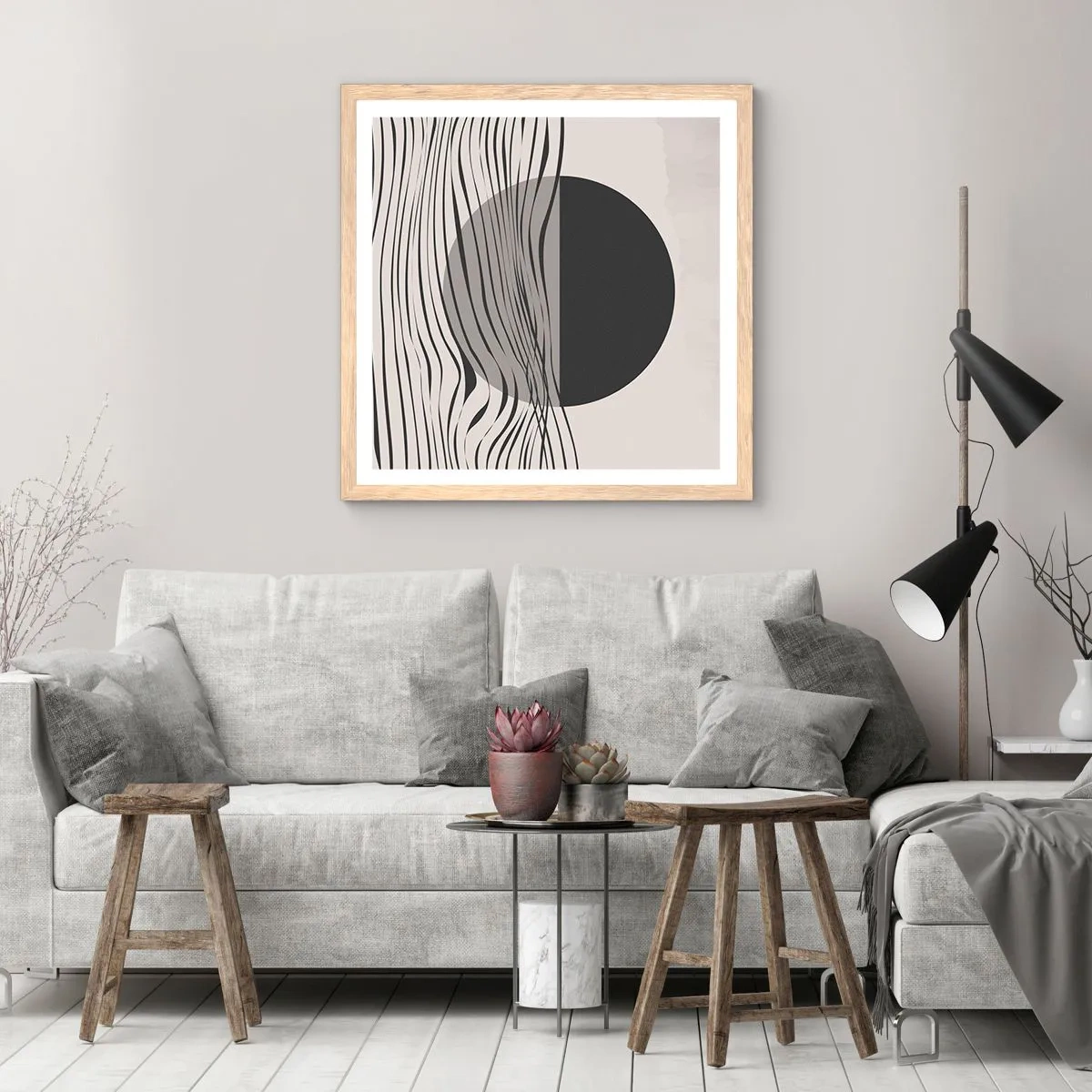 Een poster in een licht eiken lijst - Halve compositie - 40x40 cm