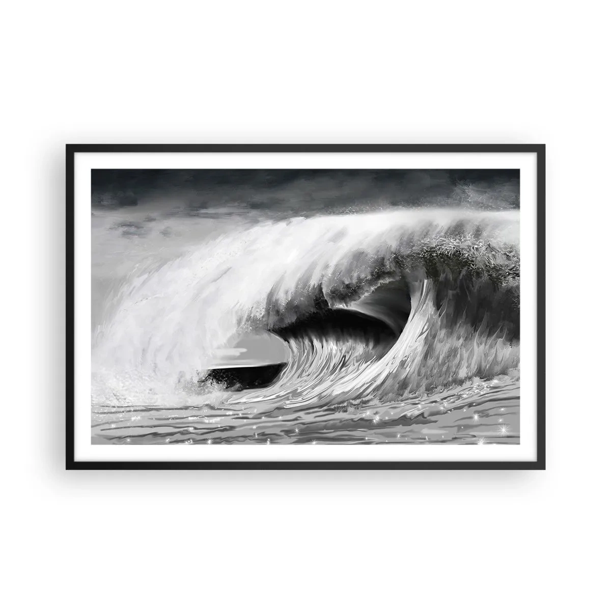 Poster in een zwarte lijst - De woede van de oceaan - 91x61 cm