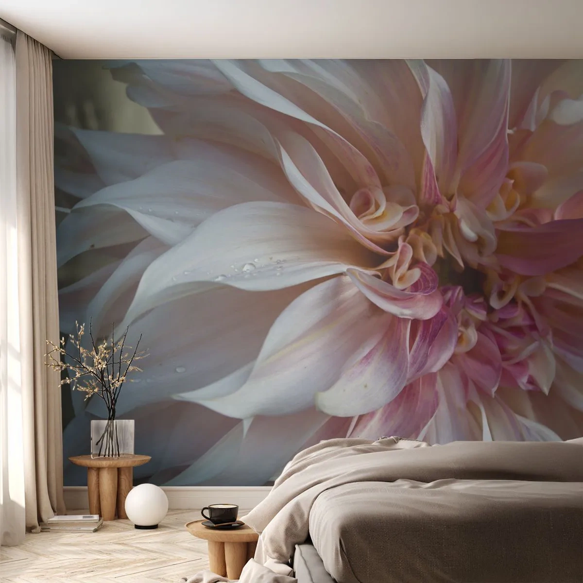 Fotobehang Premium Canvas - Bloeiende frisheid - Bloem, Dahlia, Plant - 450x315 cm