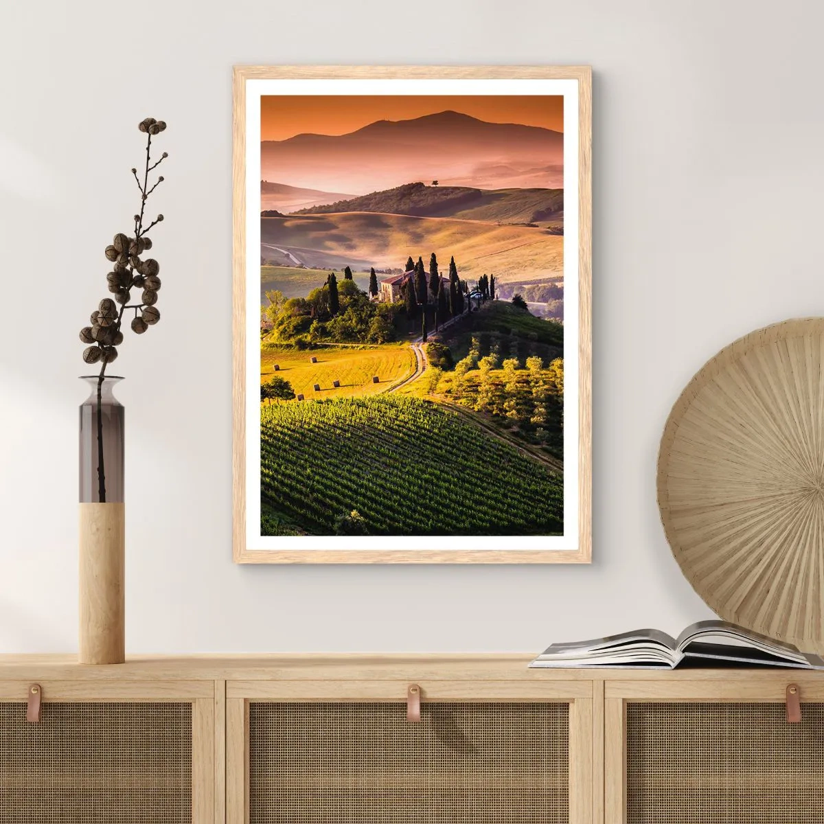 Een poster in een licht eiken lijst - Arcadia - het Toscaanse landschap - 40x50 cm