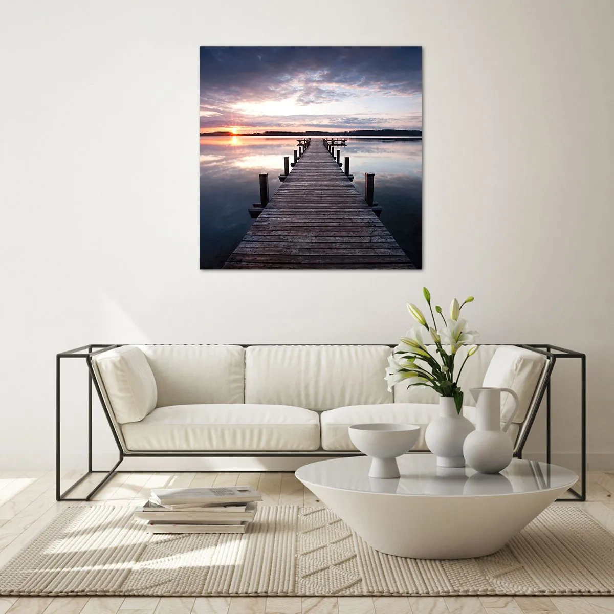 Schilderen op glas - Een rustige grens tussen dag en nacht - 40x40 cm