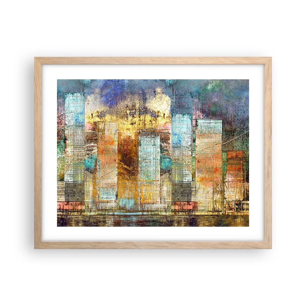 Een poster in een licht eiken lijst - Een zonnige metropool - 50x40 cm