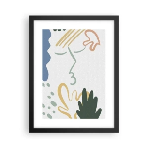 Poster in een zwarte lijst - Kus van bloemen - 30x40 cm
