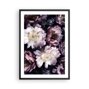 Poster in een zwarte lijst - Delicate pioenrozen in gedempte kleuren - 50x70cm - Boeket ouderwets - Moderne wanddecoratie voor woonkamer en slaapkamer ARTTOR