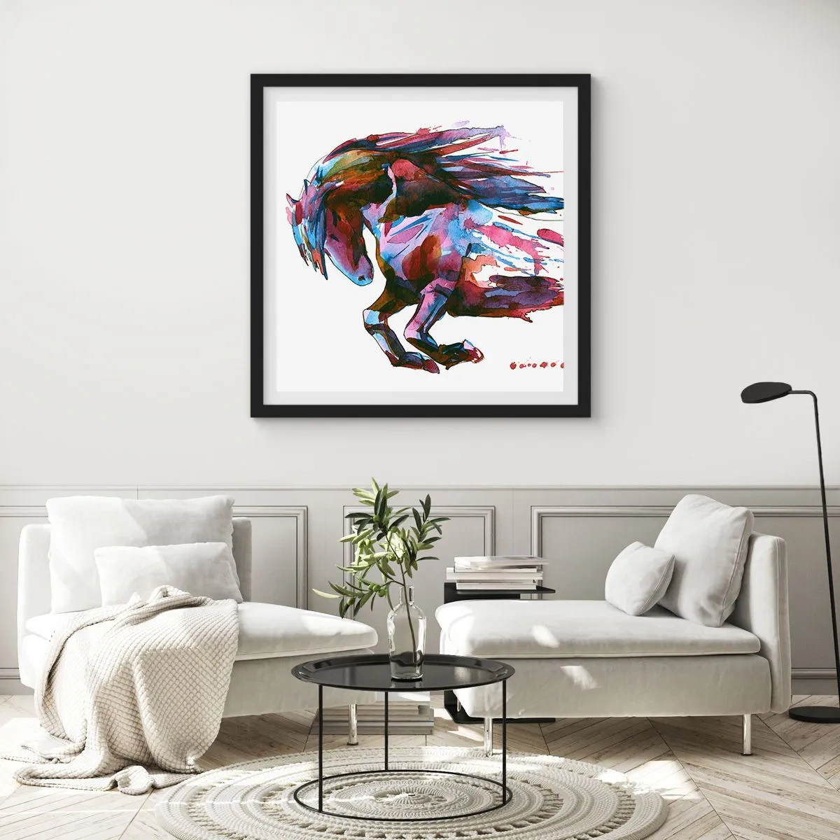 Poster in een zwarte lijst - In vervoering - 30x30 cm