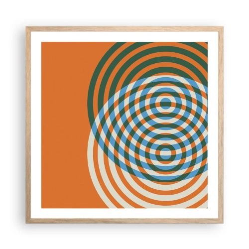Een poster in een licht eiken lijst - Abstracte circulaire variatie - 60x60 cm