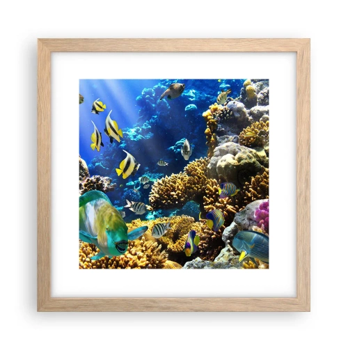 Een poster in een licht eiken lijst - Veel verkeer op de vakantieroute - 30x30 cm