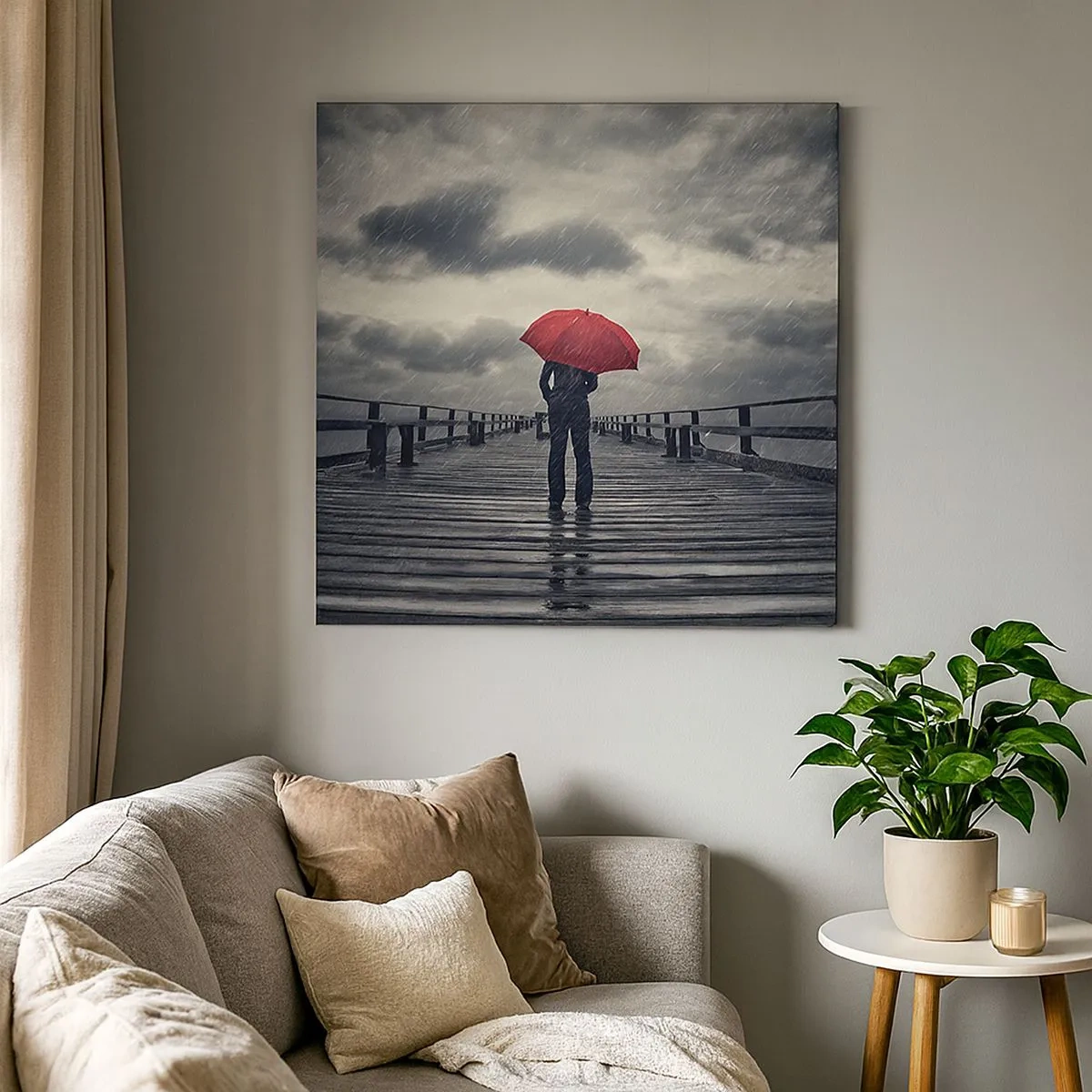 Schilderen op canvas - Het maakt niet uit dat het regent - 30x30 cm