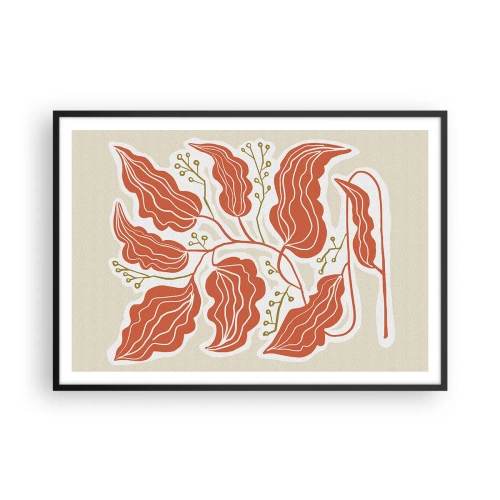 Poster in een zwarte lijst - Folk en koraal - 100x70 cm