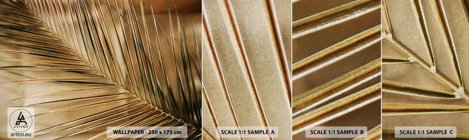 Fotobehang Monster Premium Canvas - Natuurlijke zuilengalerij - Palmblad, Grafisch, Tropen - 100x30 cm