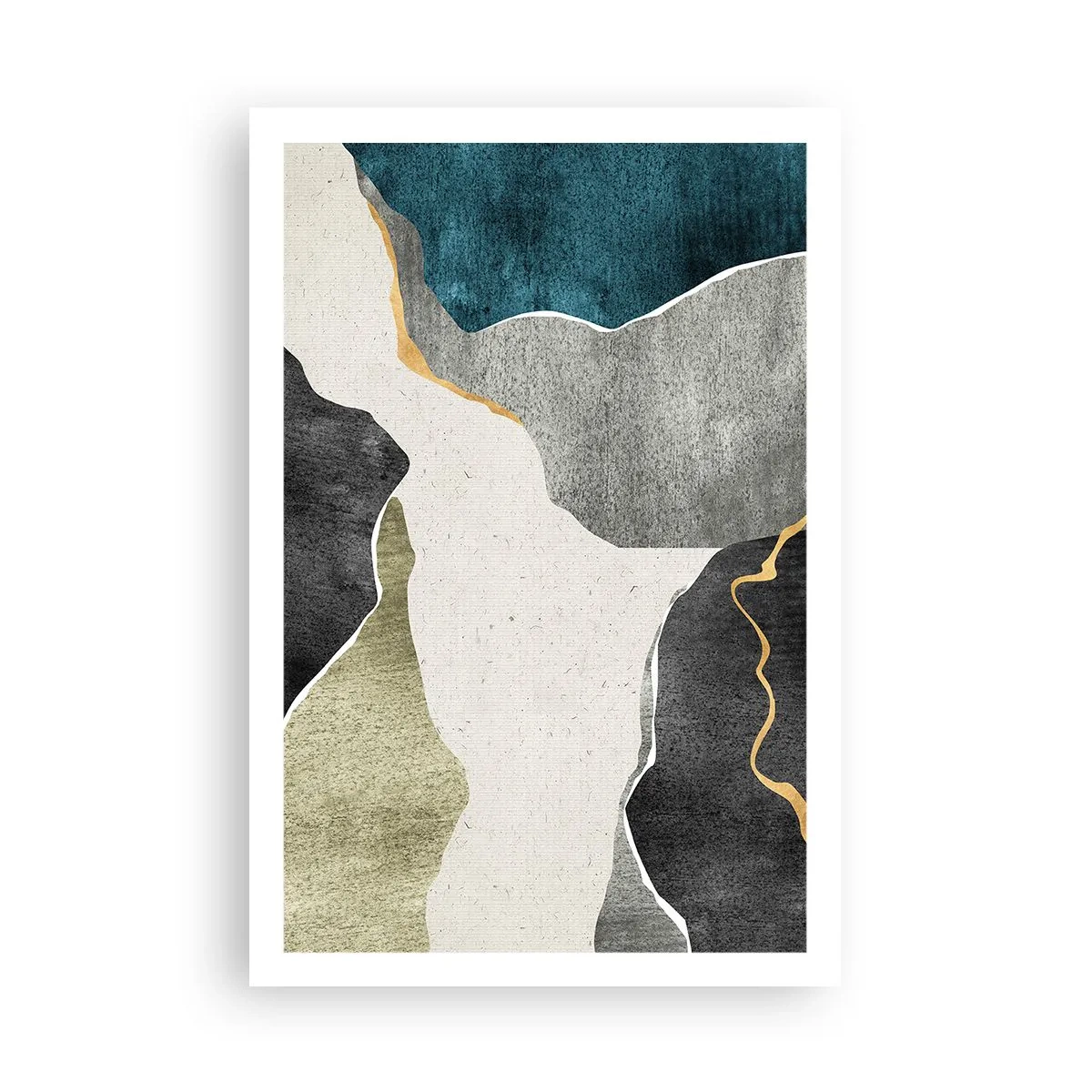 Poster - Mozaïekcompositie met gouddraad - 61x91 cm