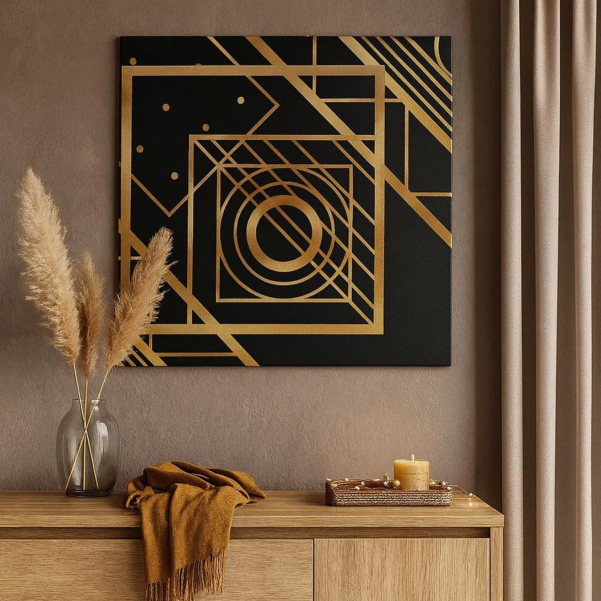 Schilderen op canvas - Gouden geometrie - 30x30 cm