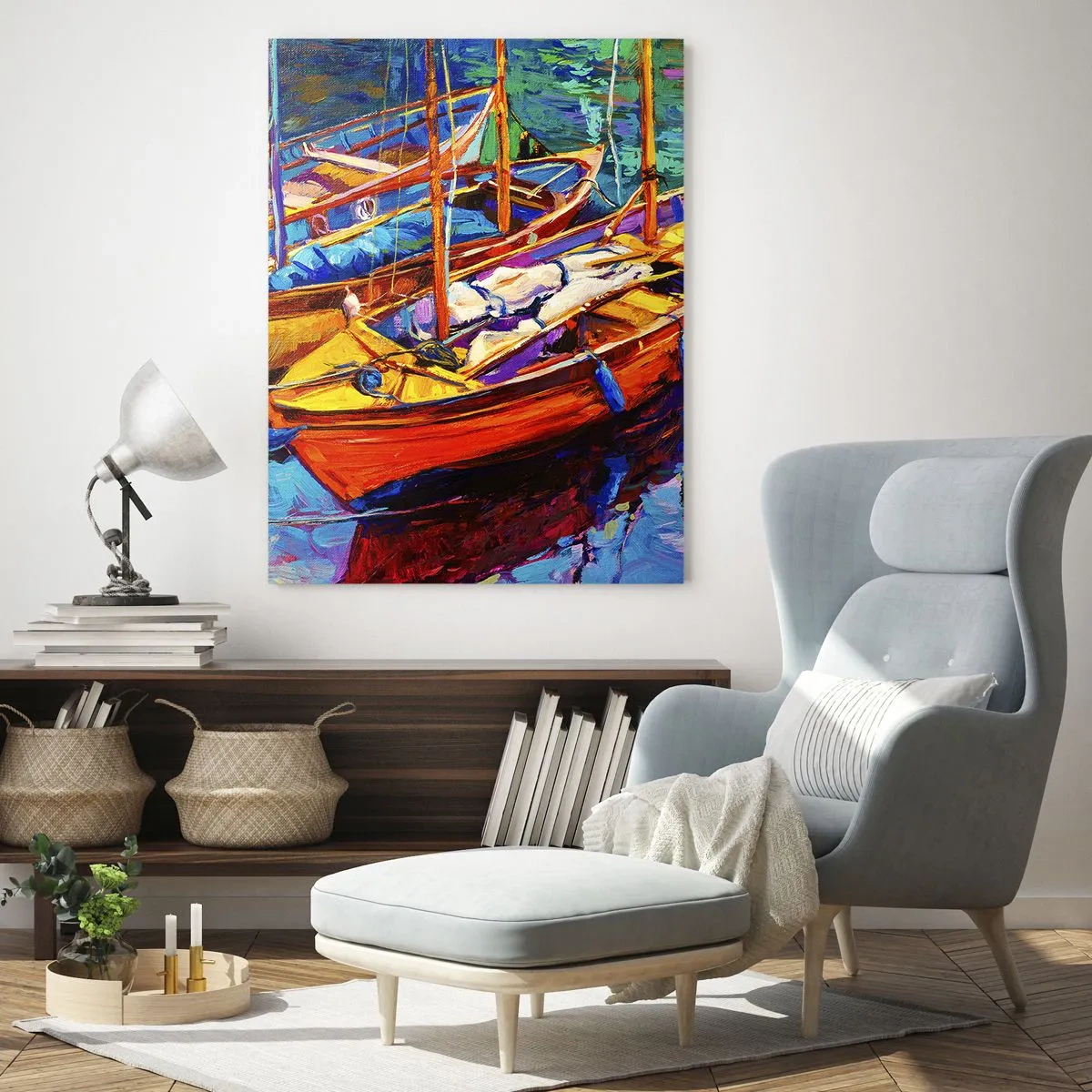 Schilderen op glas - Op water vol met kleuren - 50x70 cm
