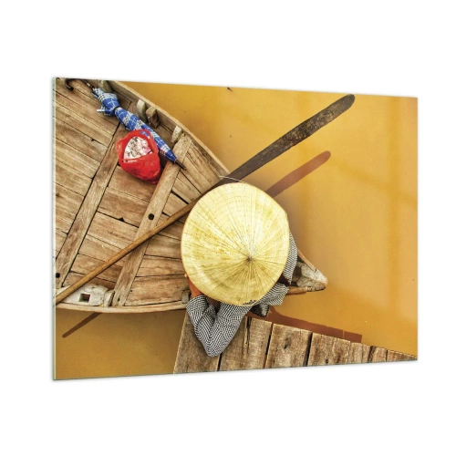 Schilderen op glas - Het leven op de Gele Rivier - 100x70 cm