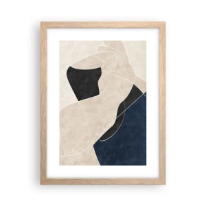 Een poster in een licht eiken lijst - Abstracte compositie – kleurcontrast - 30x40 cm