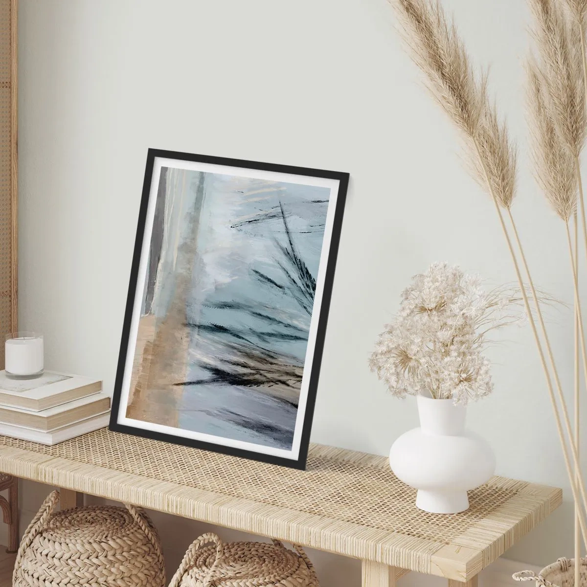 Poster in een zwarte lijst - Wintervelden - 70x100 cm