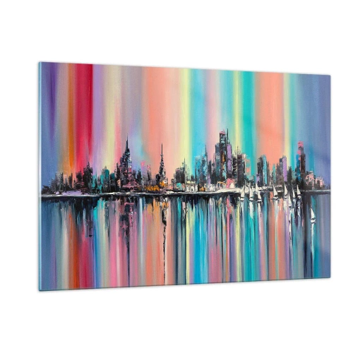 Schilderen op glas - Om in het licht van de nacht te vallen - 120x80 cm
