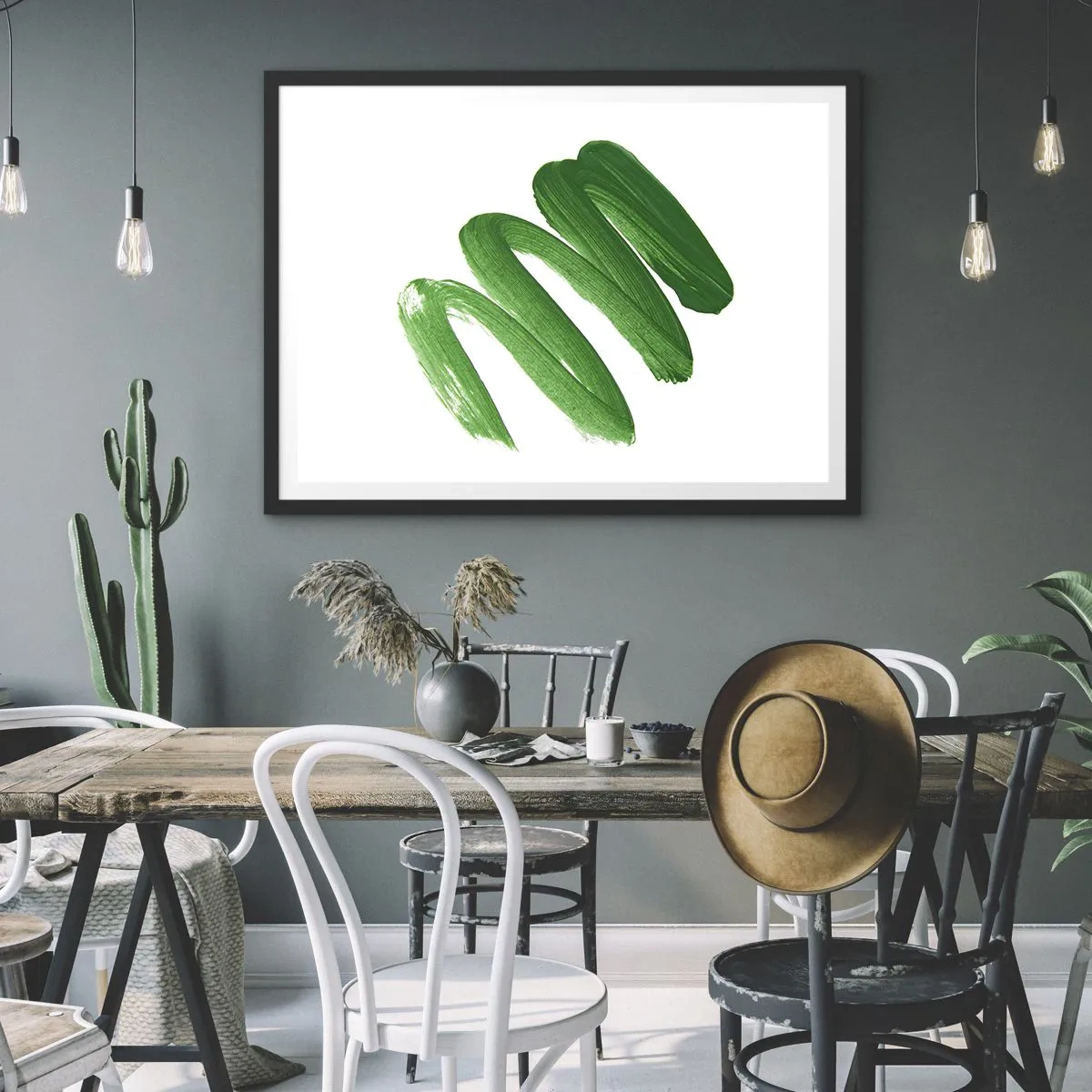 Poster in een zwarte lijst - Groene grap - 70x50 cm
