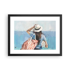 Poster in een zwarte lijst - Welkom bij je vakantie - 40x30 cm