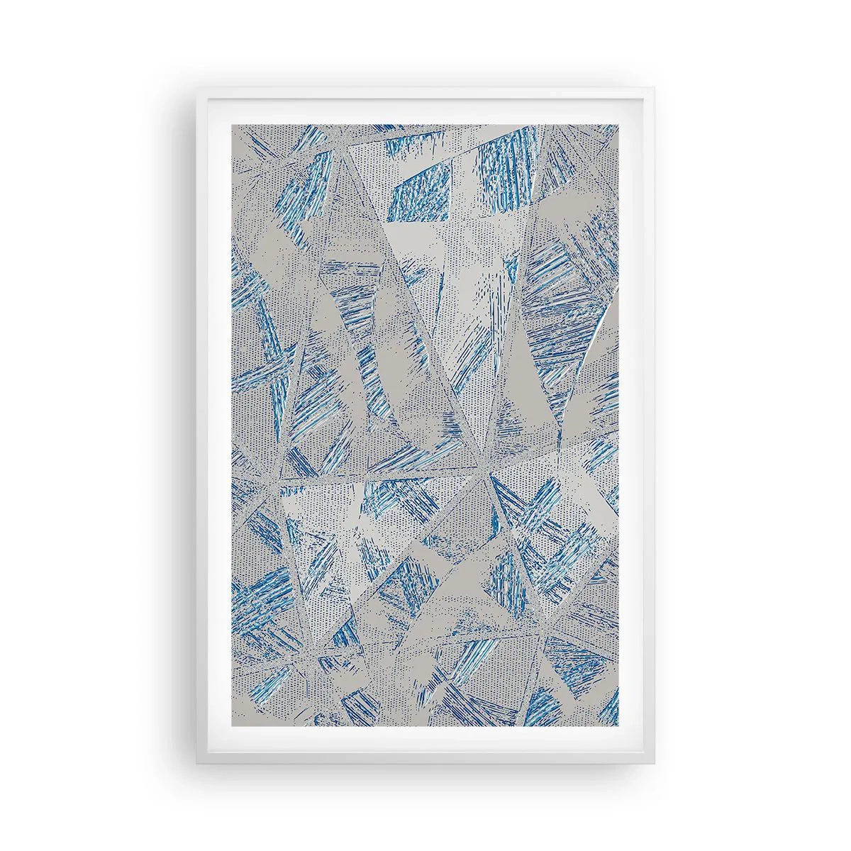Poster in een witte lijst - In een blauwgrijs labyrint - 61x91 cm