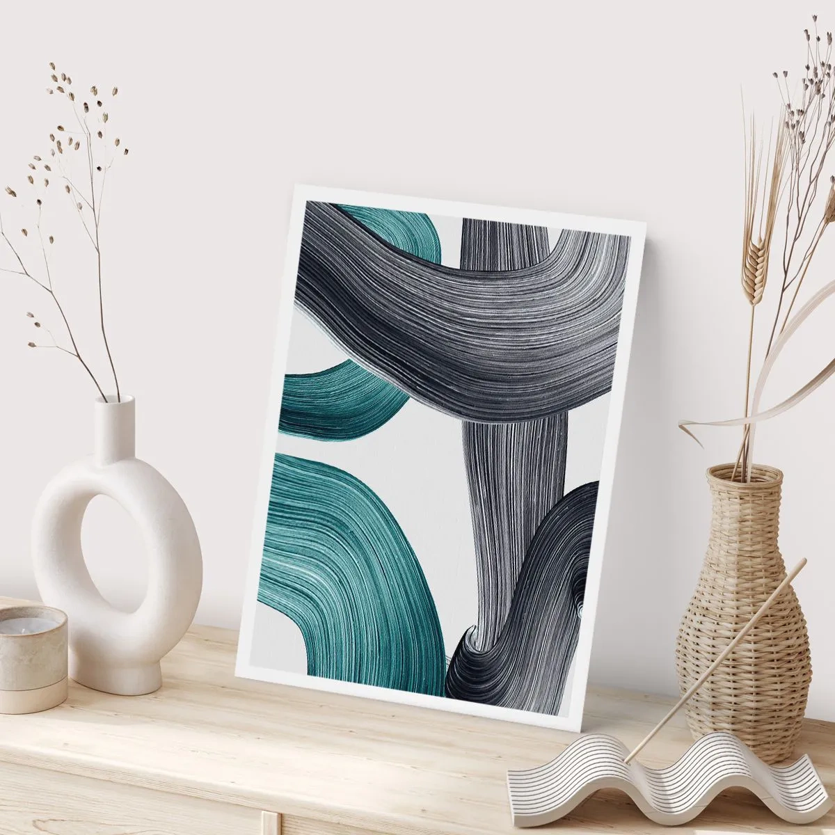 Poster - Smaragdgroene en zwarte paden - 50x70 cm