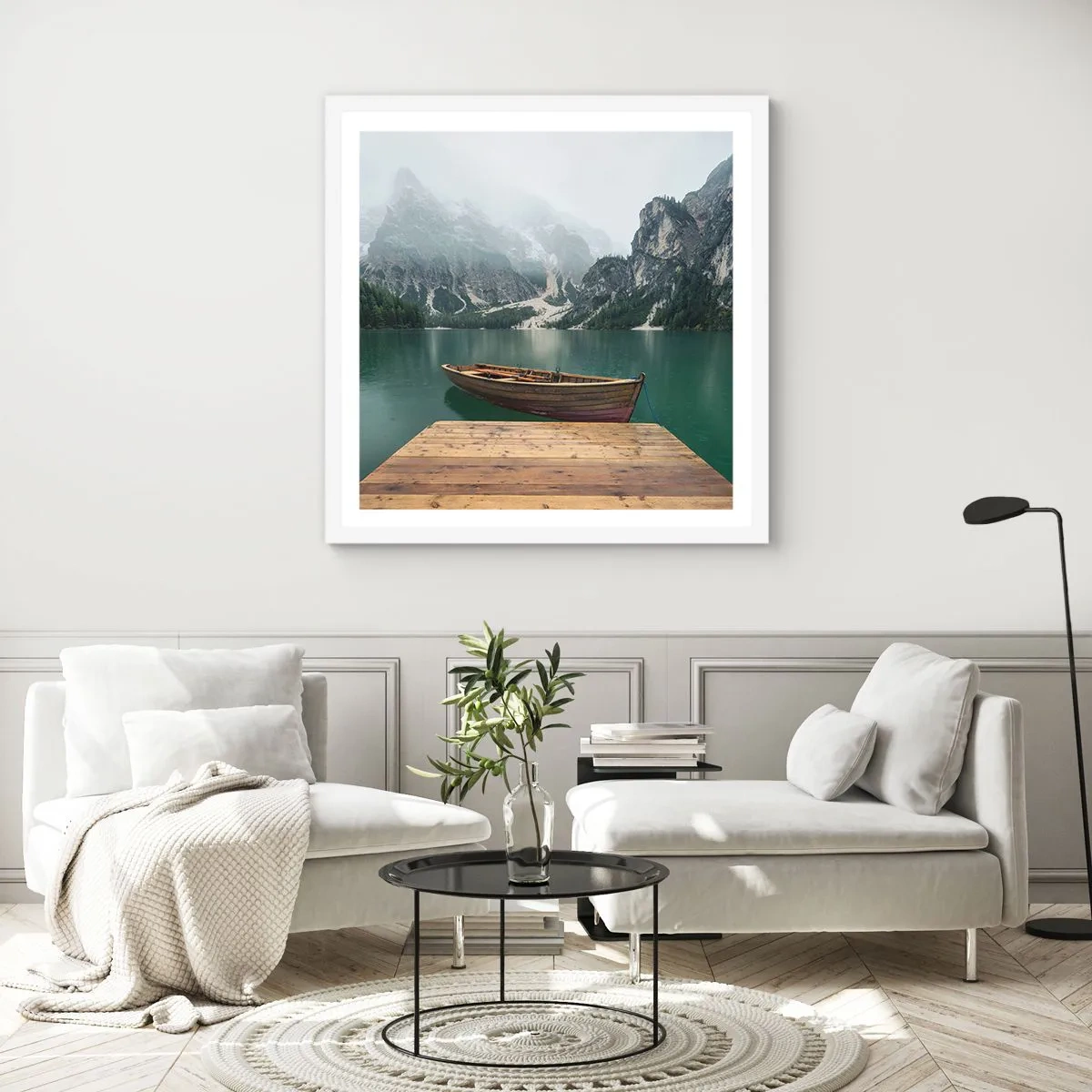 Poster in een witte lijst - "En de trotse rotsen van het voorhoofd" - 30x30 cm