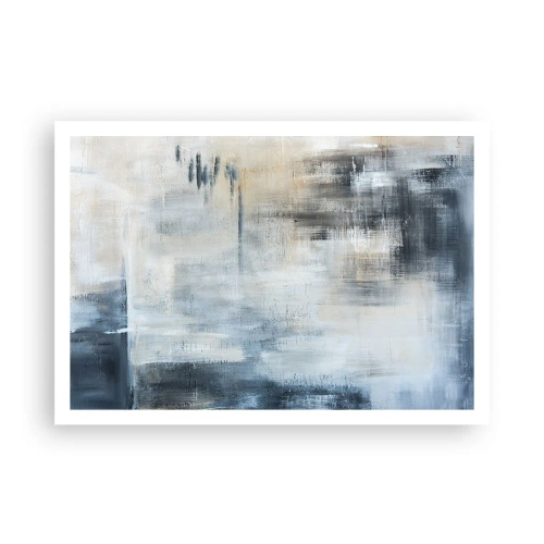 Poster - Achter het blauwe gordijn - 100x70 cm