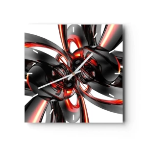 Wandklok - Klok - Beweging in grafiet en rood - 40x40 cm