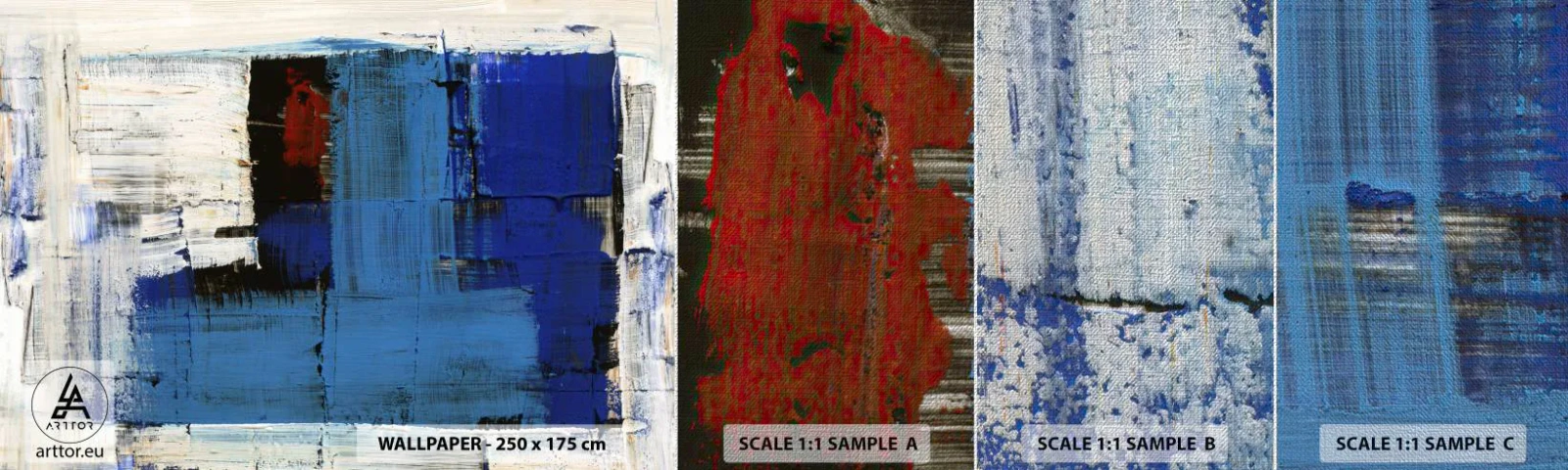 Fotobehang Monster Premium Canvas - Het geheim van blauw - Abstractie, Deel, Moderniteit - 100x30 cm