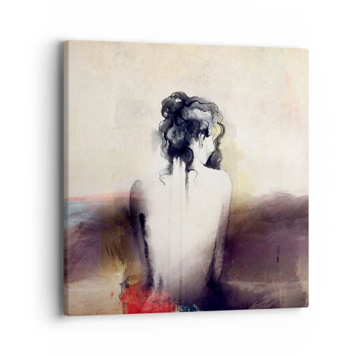 Schilderen op canvas - Vloeiende lijnen, ovale vormen - 40x40 cm