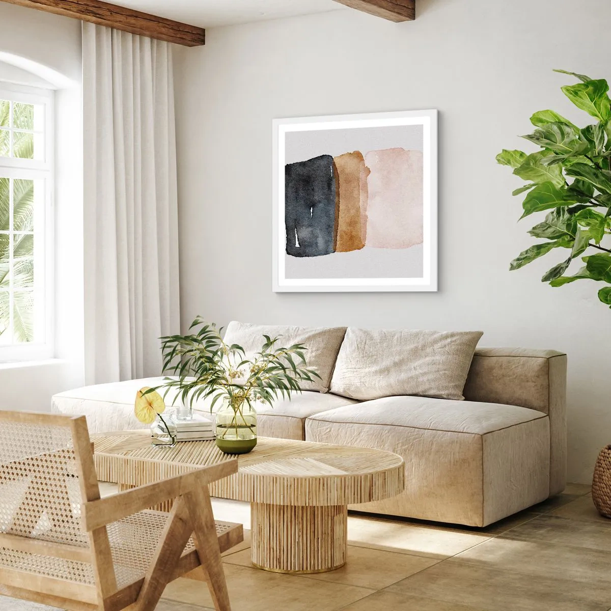 Poster in een witte lijst - De samenstelling van de kleuren van de aarde - 40x40 cm