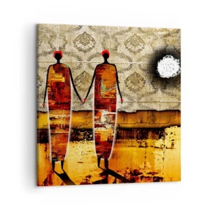 Schilderen op canvas - Etnische compositie in de kleuren van Afrika - 50x50 cm