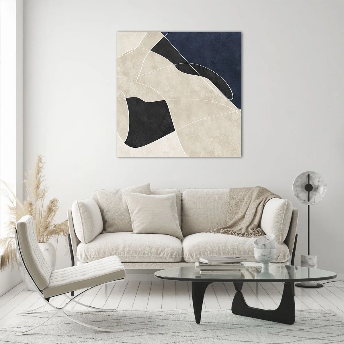 Schilderen op glas - Abstracte compositie – kleurcontrast - 30x30 cm