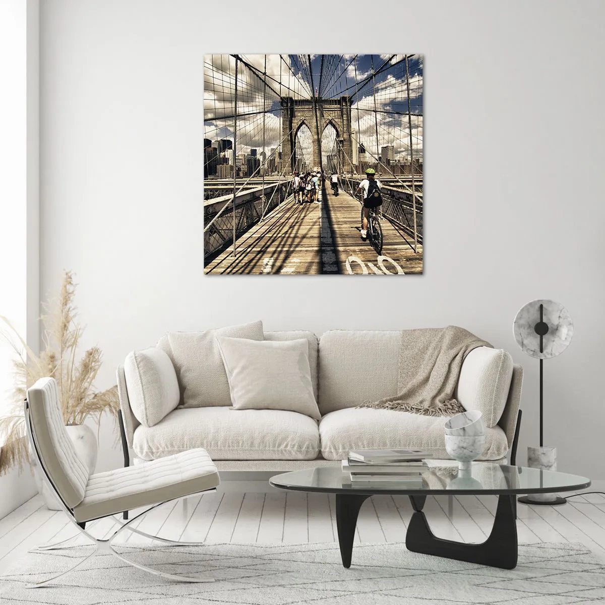 Schilderen op glas - Midden in het hart van de stad - 60x60 cm