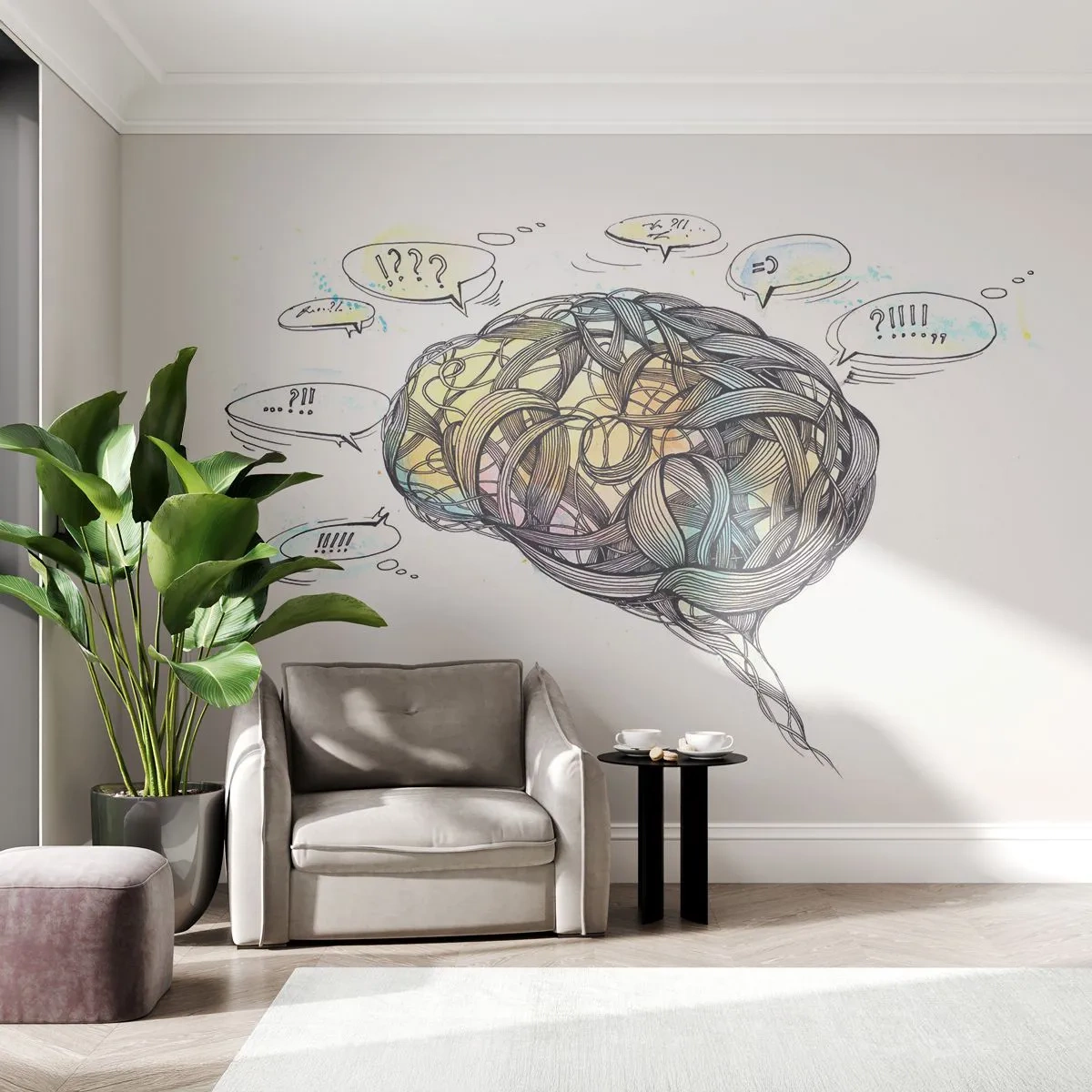 Fotobehang Standard Eco - Mens - een groot mysterie - Abstractie, Brein, Grafisch - 450x315 cm