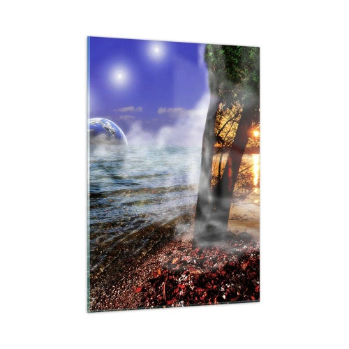 Schilderen op glas - Surrealistisch landschap - eenheid van de natuur - 50x70 cm