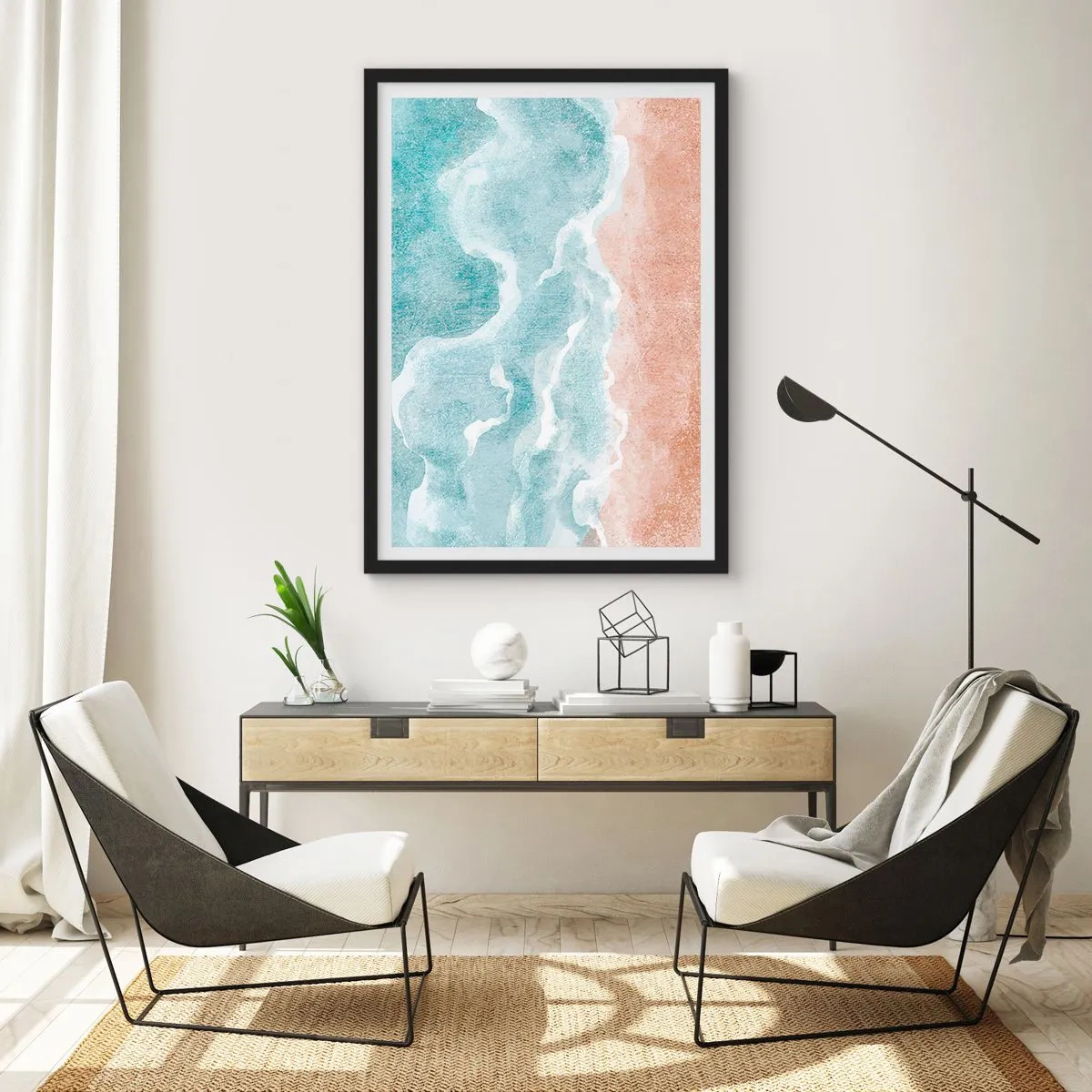 Poster in een zwarte lijst - Wolkenabstractie - 70x100 cm