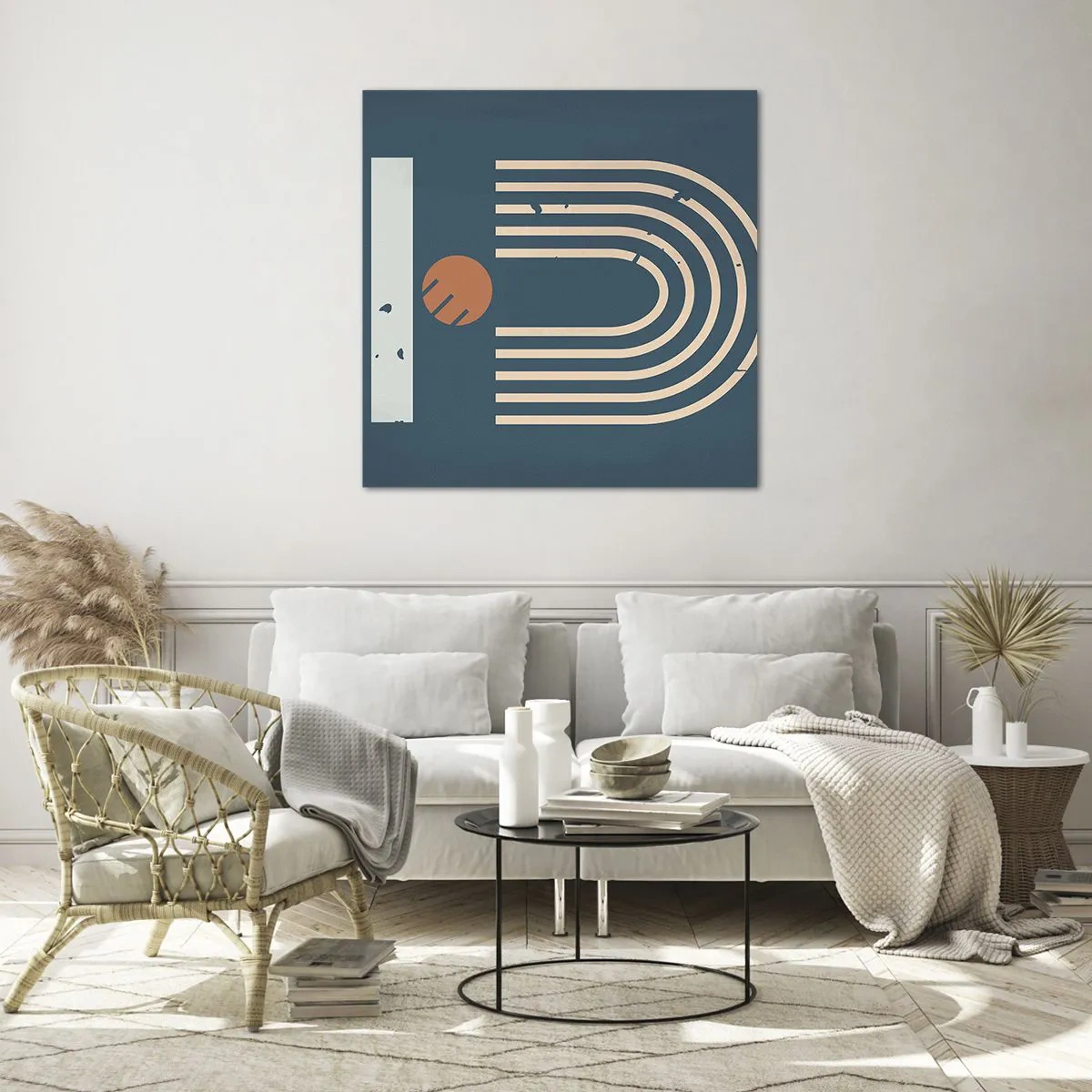 Schilderen op glas - Geometrie op de granaatappel - 70x70 cm