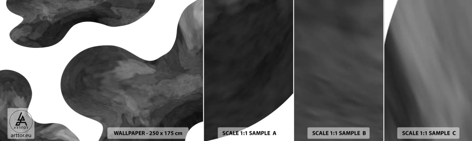 Fotobehang Monster Zelfklevend Deluxe Sticker - Melkweg - Abstractie, Deel, Zwart en wit - 100x30 cm
