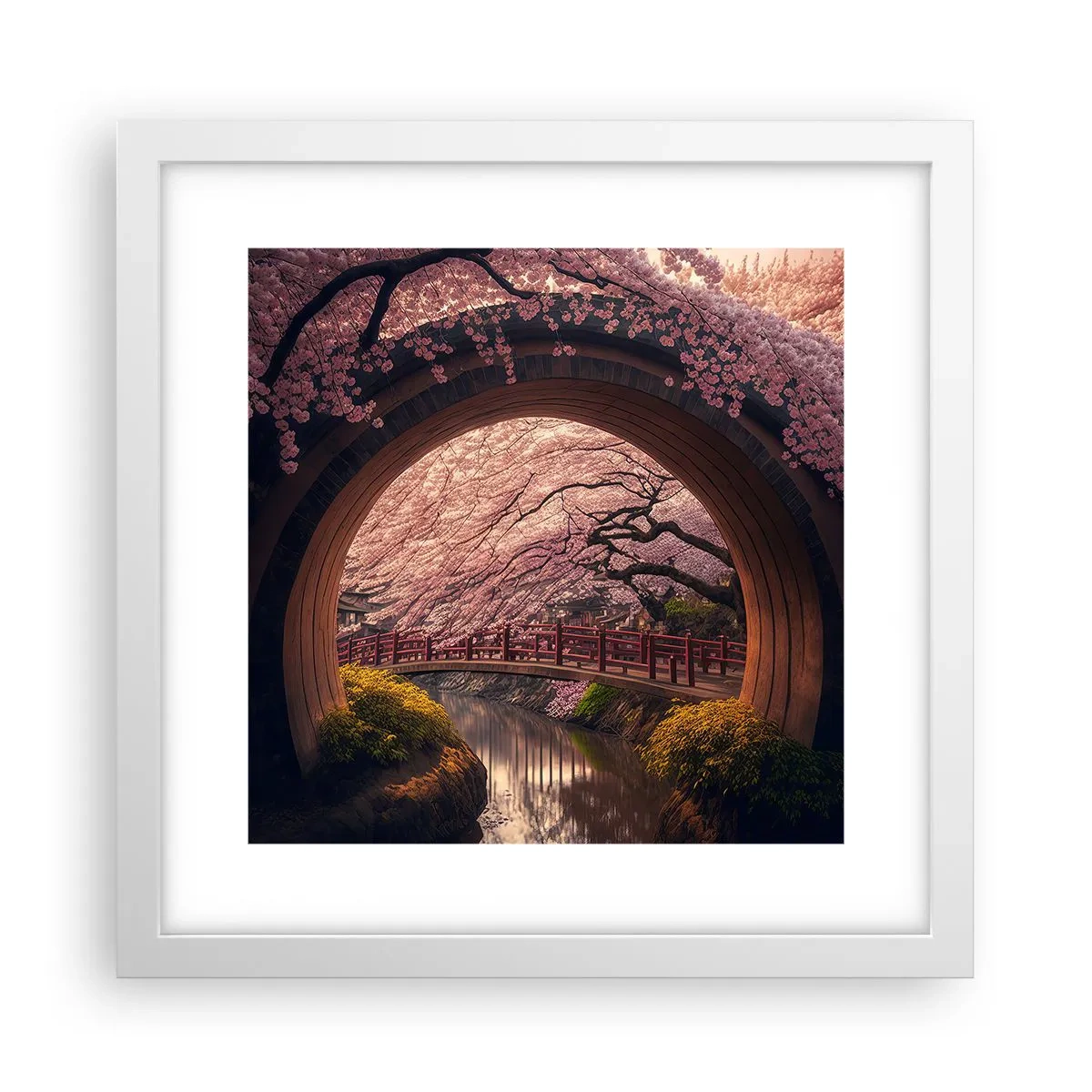 Poster in een witte lijst - Japanse lente - 30x30 cm