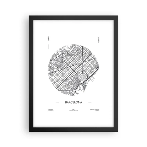 Poster in een zwarte lijst - Anatomie van Barcelona - 30x40 cm