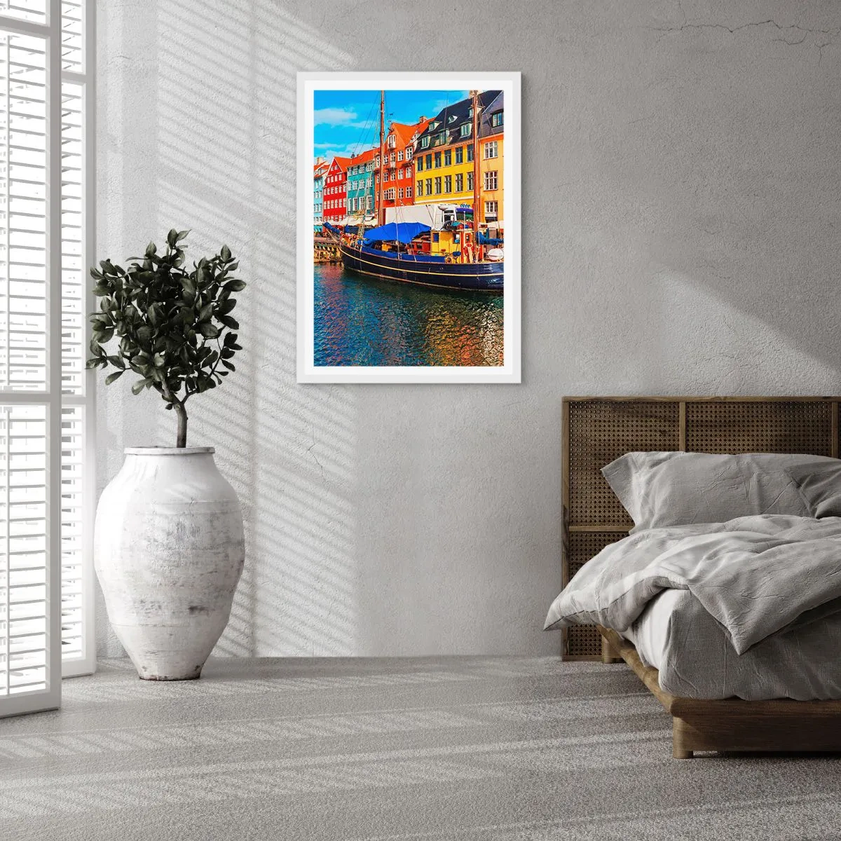 Poster in een witte lijst - Vrolijke werf - 70x100 cm